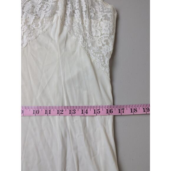 Vtg Wonder Maid Slip Dress Womens Medium White Lace Slinky Sleek Midi Coquette - Picture 8 of 9